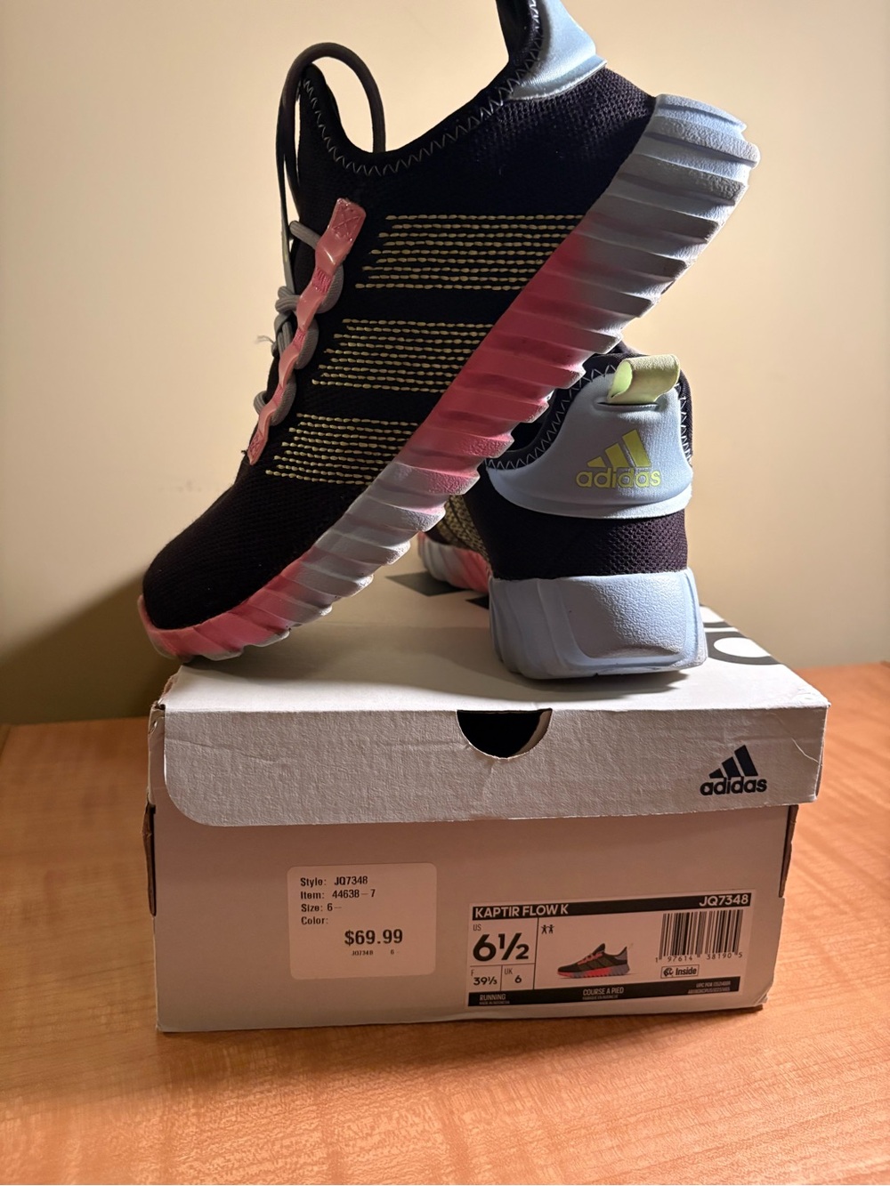 adidas Black Running Shoes with Pink & Green Accents